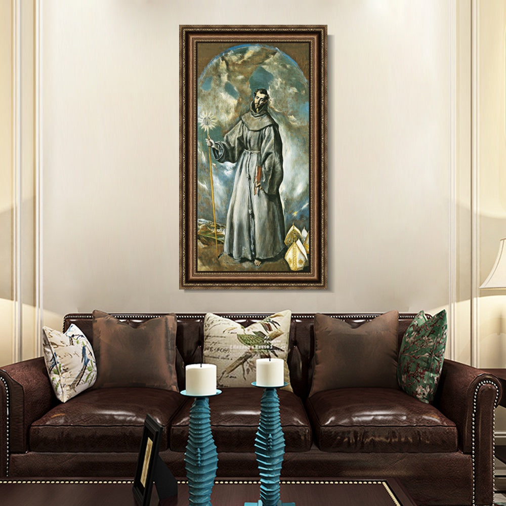 INVIN ART Framed Canvas Art Giclee Print Saint Bernardino 1603 by El Greco Wall Art