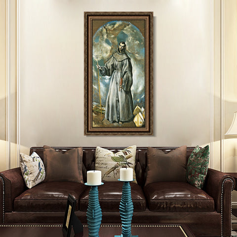 INVIN ART Framed Canvas Art Giclee Print Saint Bernardino 1603 by El Greco Wall Art Living Room Home Office Decorations