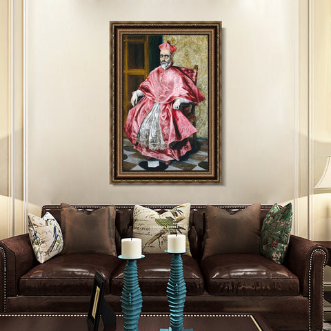 INVIN ART Framed Canvas Art Giclee Print Portrait Of A Cardinal by El Greco Wall Art Living Room Home Office Decorations