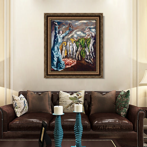 INVIN ART Framed Canvas Art Giclee Print Christ The Opening Of The Fifth Seal by El Greco Wall Art Living Room Home Office Decorations