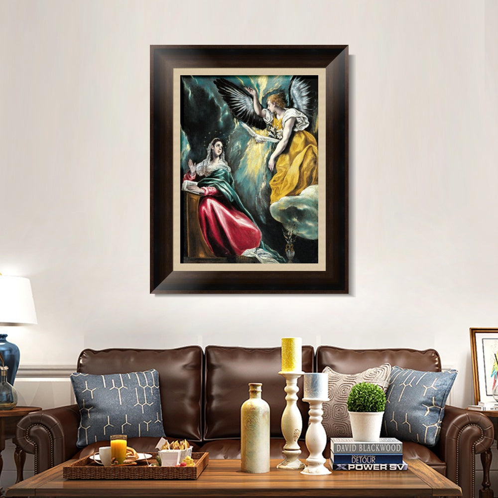 INVIN ART Framed Canvas Art Giclee Print The Annunciation#65 by El Greco Wall Art