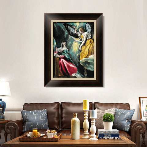 INVIN ART Framed Canvas Art Giclee Print The Annunciation#65 by El Greco Wall Art Living Room Home Office Decorations