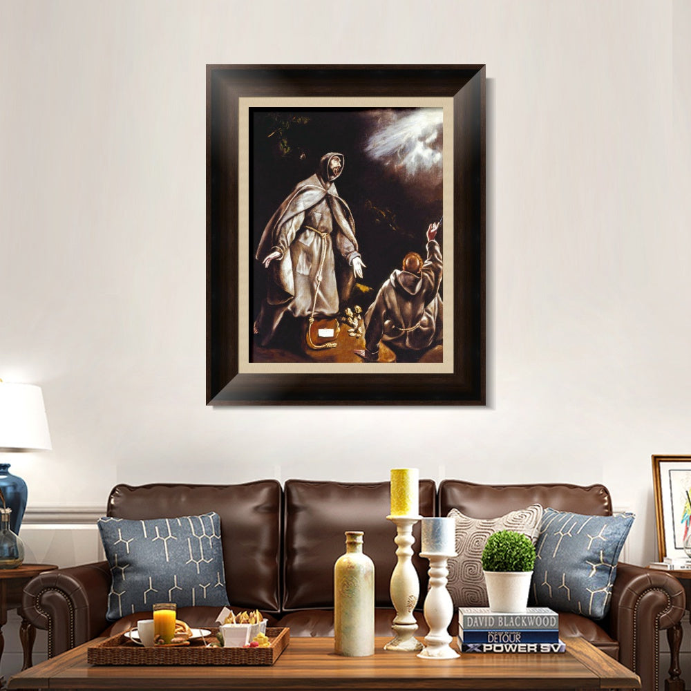 INVIN ART Framed Canvas Art Giclee Print Saint Francis Vision Of The Flaming Torch by El Greco Wall Art