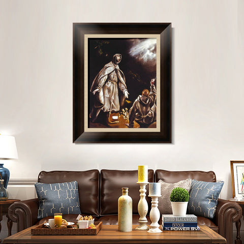 INVIN ART Framed Canvas Art Giclee Print Saint Francis Vision Of The Flaming Torch by El Greco Wall Art Living Room Home Office Decorations
