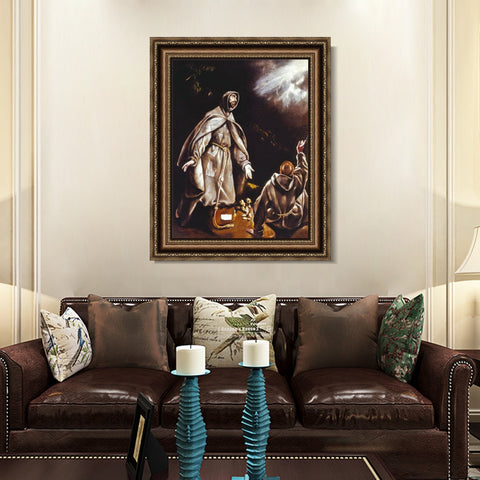 INVIN ART Framed Canvas Art Giclee Print Saint Francis Vision Of The Flaming Torch by El Greco Wall Art Living Room Home Office Decorations