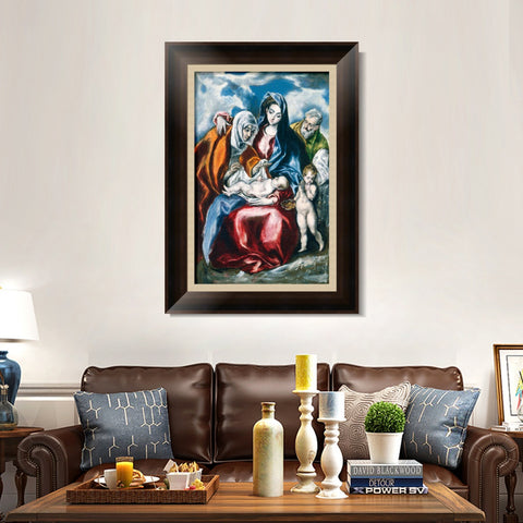 INVIN ART Framed Canvas Art Giclee Print The Holy Family with Saint Anne and The Infant John by El Greco Wall Art