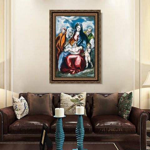 INVIN ART Framed Canvas Art Giclee Print The Holy Family with Saint Anne and The Infant John by El Greco Wall Art