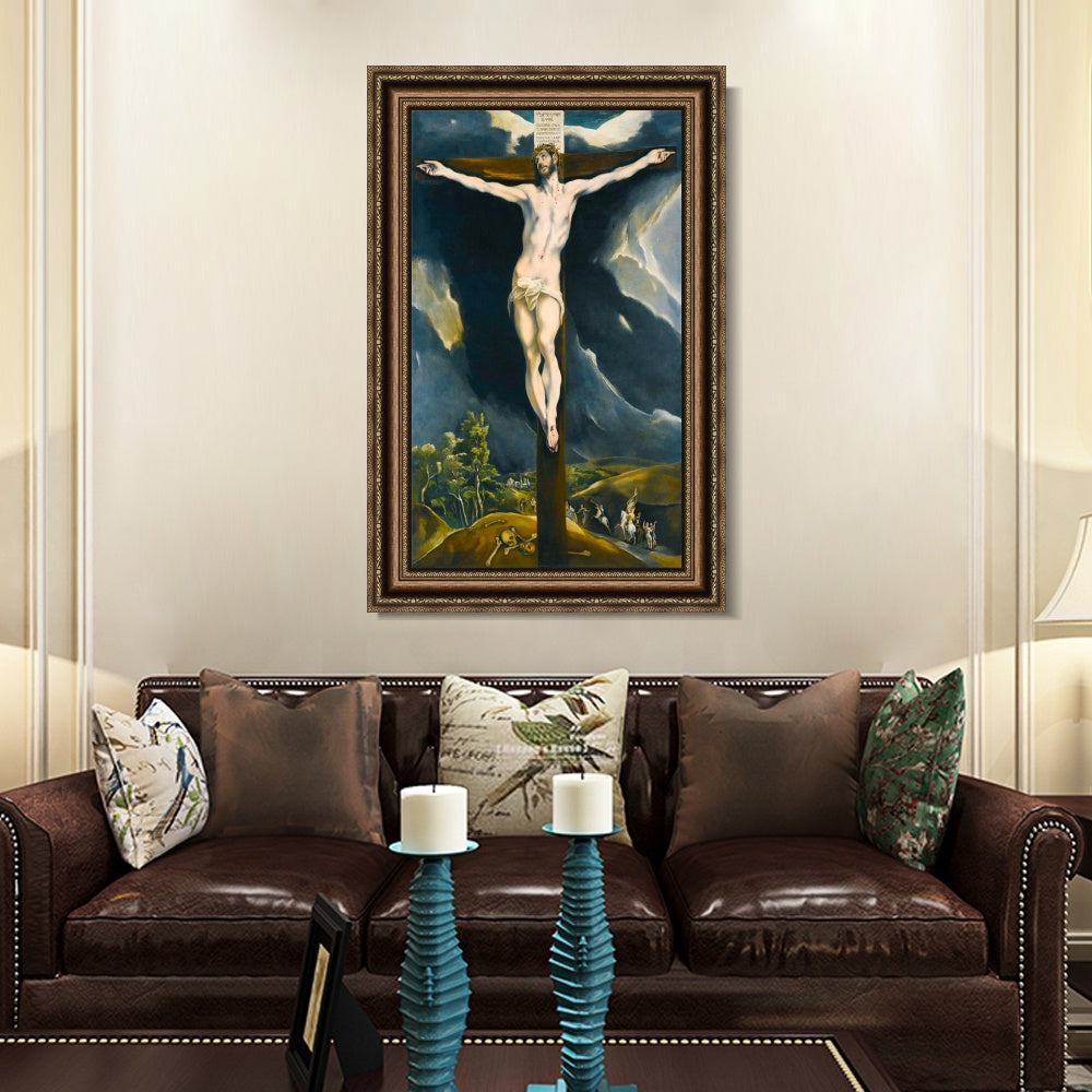 INVIN ART Framed Canvas Art Giclee Print Christ On The Cross by El Greco Wall Art