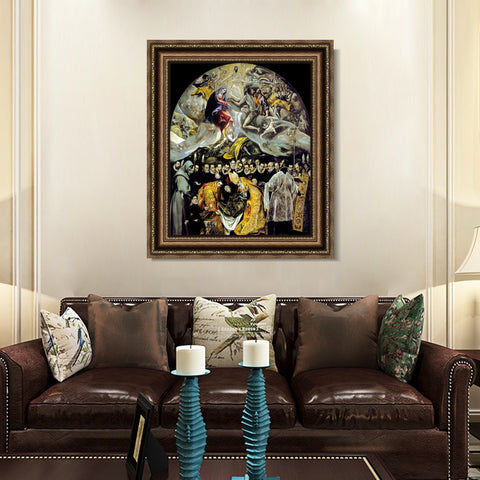 INVIN ART Framed Canvas Art Giclee Print The Burial Of The Count Of Orgaz by El Greco Wall Art Living Room Home Office Decorations