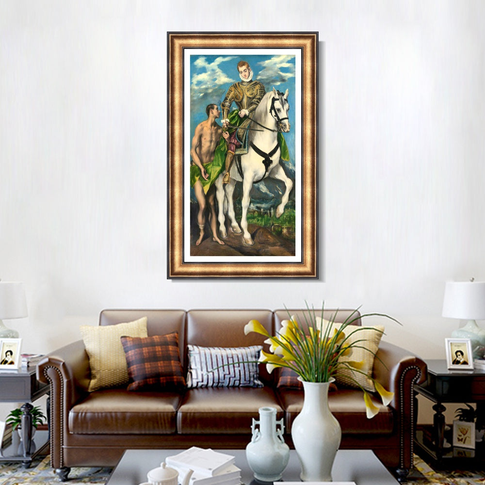 INVIN ART Framed Canvas Art Giclee Print Saint Martin and The Beggar,1597 by El Greco Wall Art Living Room Home Office Decorations