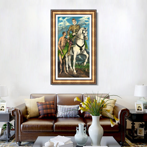 INVIN ART Framed Canvas Art Giclee Print Saint Martin and The Beggar,1597 by El Greco Wall Art Living Room Home Office Decorations