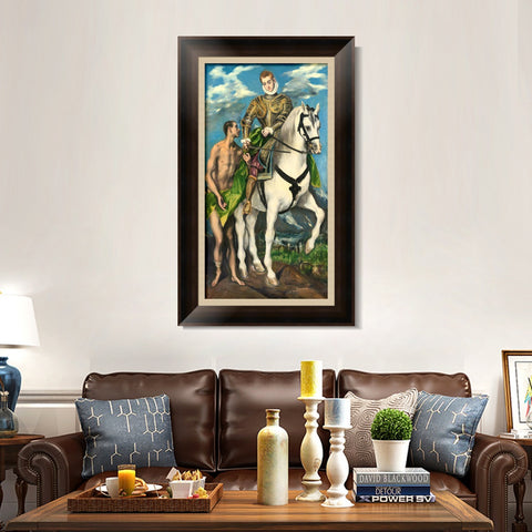 INVIN ART Framed Canvas Art Giclee Print Saint Martin and The Beggar,1597 by El Greco Wall Art Living Room Home Office Decorations