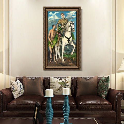 INVIN ART Framed Canvas Art Giclee Print Saint Martin and The Beggar,1597 by El Greco Wall Art Living Room Home Office Decorations