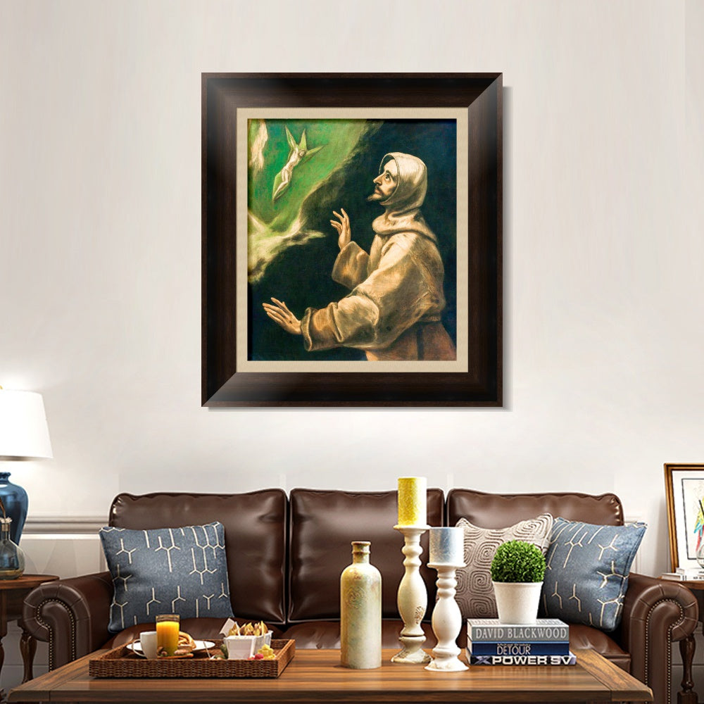INVIN ART Framed Canvas Art Giclee Print Saint Francis of Assisi Receiving The Stigmata by El Greco Wall Art