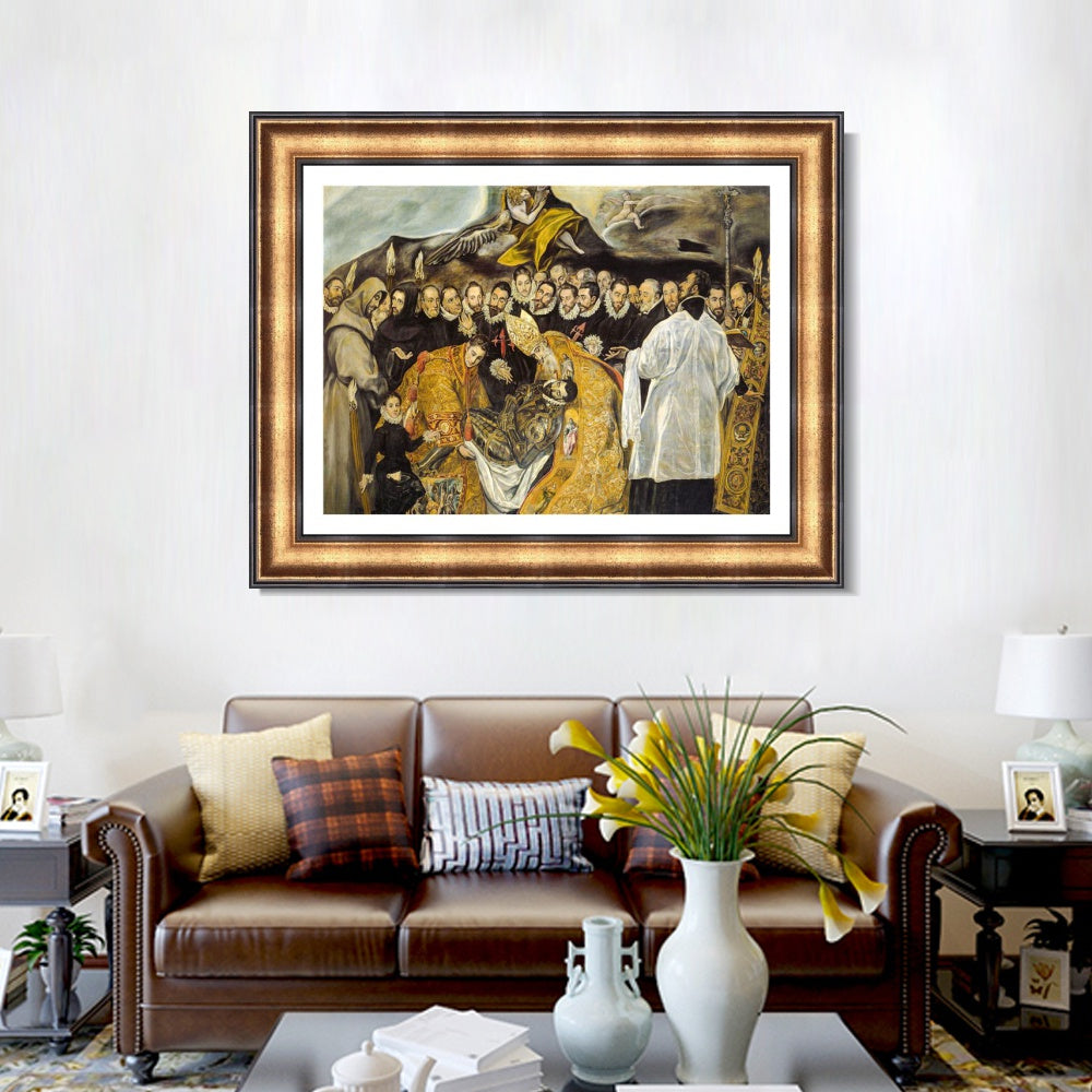 INVIN ART Framed Canvas Art Giclee Print The Burial of The Count of Orgaz,1588 by El Greco Wall Art