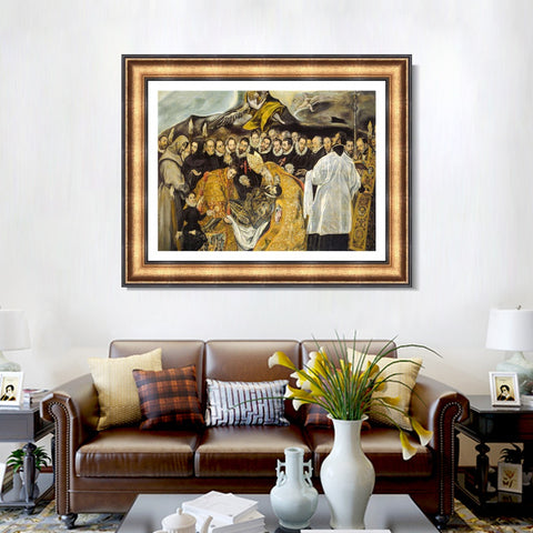 INVIN ART Framed Canvas Art Giclee Print The Burial of The Count of Orgaz,1588 by El Greco Wall Art Living Room Home Office Decorations