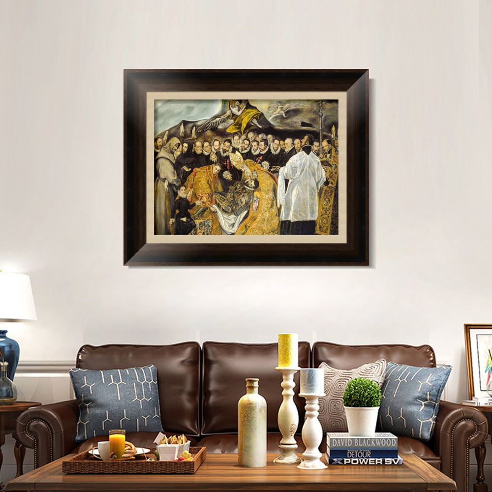 INVIN ART Framed Canvas Art Giclee Print The Burial of The Count of Orgaz,1588 by El Greco Wall Art