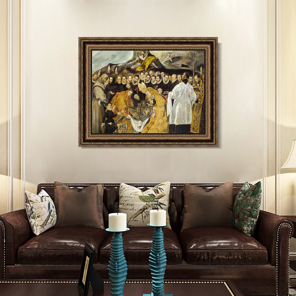 INVIN ART Framed Canvas Art Giclee Print The Burial of The Count of Orgaz,1588 by El Greco Wall Art