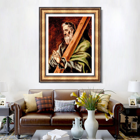 INVIN ART Framed Canvas Art Giclee Print Apostle St Andrew,1610 by El Greco Wall Art Living Room Home Office Decorations