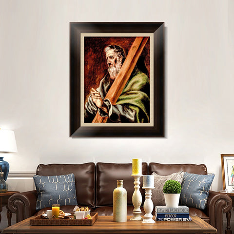 INVIN ART Framed Canvas Art Giclee Print Apostle St Andrew,1610 by El Greco Wall Art Living Room Home Office Decorations