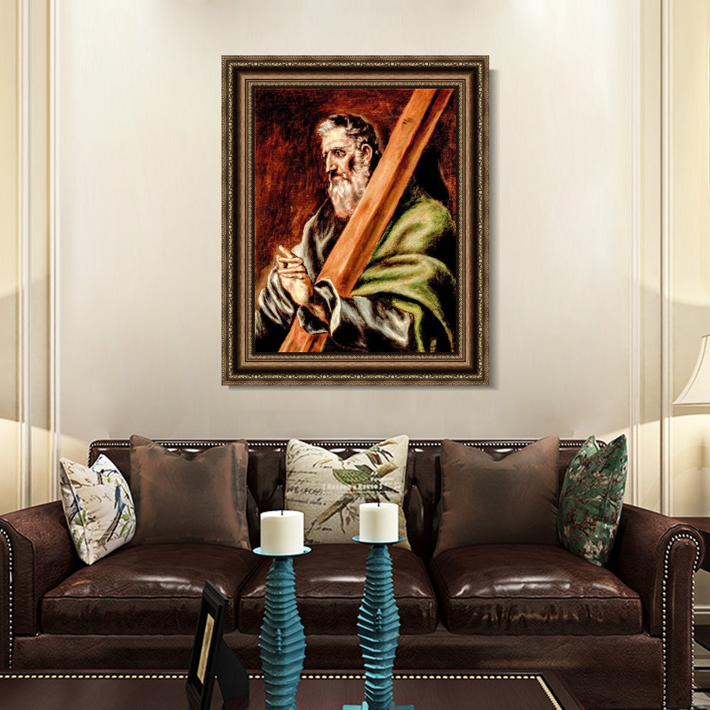 INVIN ART Framed Canvas Art Giclee Print Apostle St Andrew,1610 by El Greco Wall Art