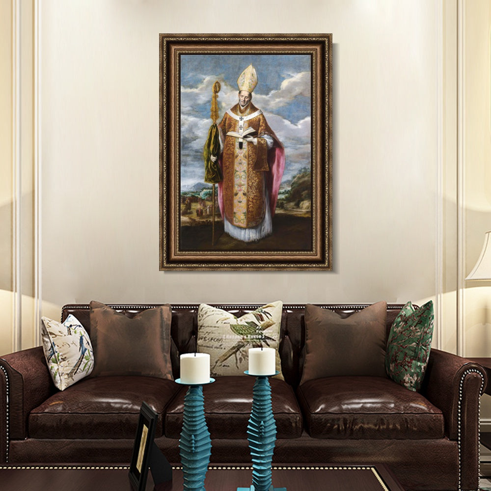 INVIN ART Framed Canvas Art Giclee Print St. Ildefonso by El Greco Wall Art