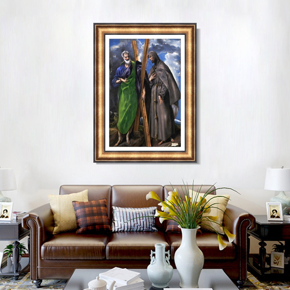 INVIN ART Framed Canvas Art Giclee Print San Andres Y San Francisco by El Greco Wall Art