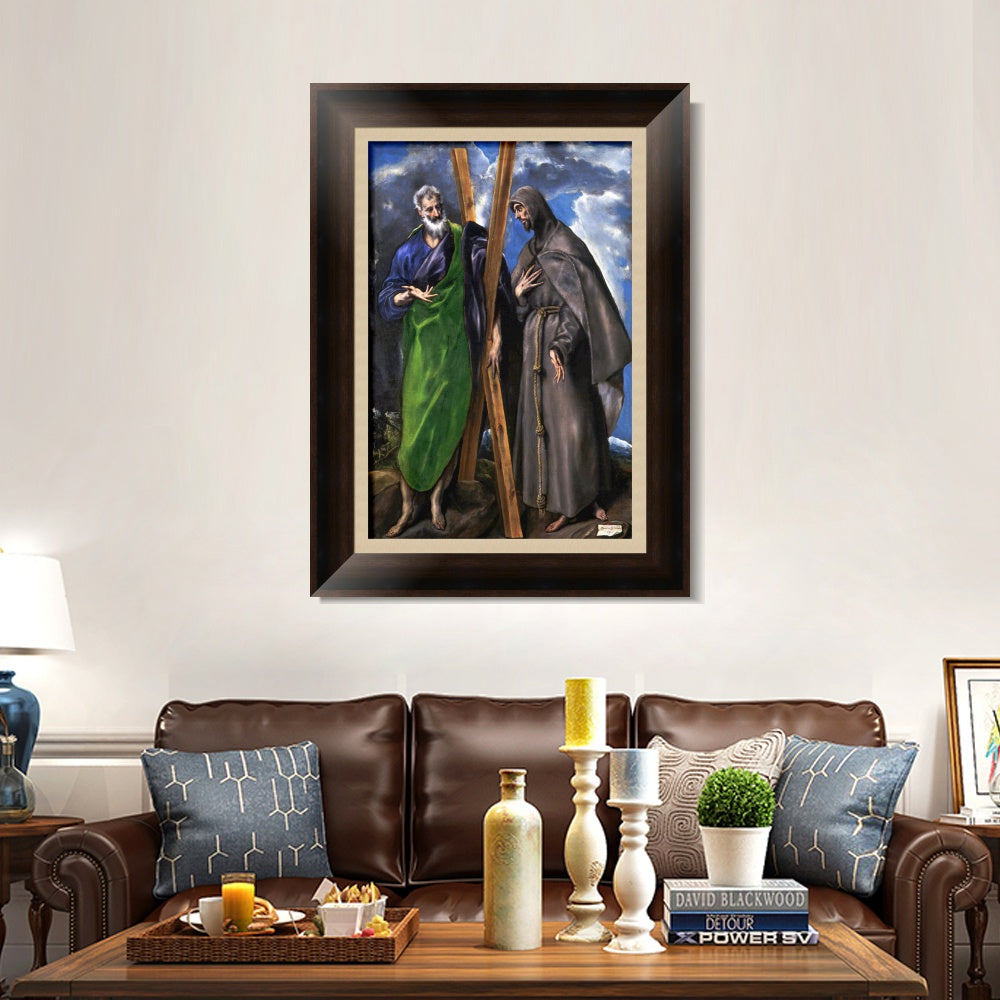 INVIN ART Framed Canvas Art Giclee Print San Andres Y San Francisco by El Greco Wall Art