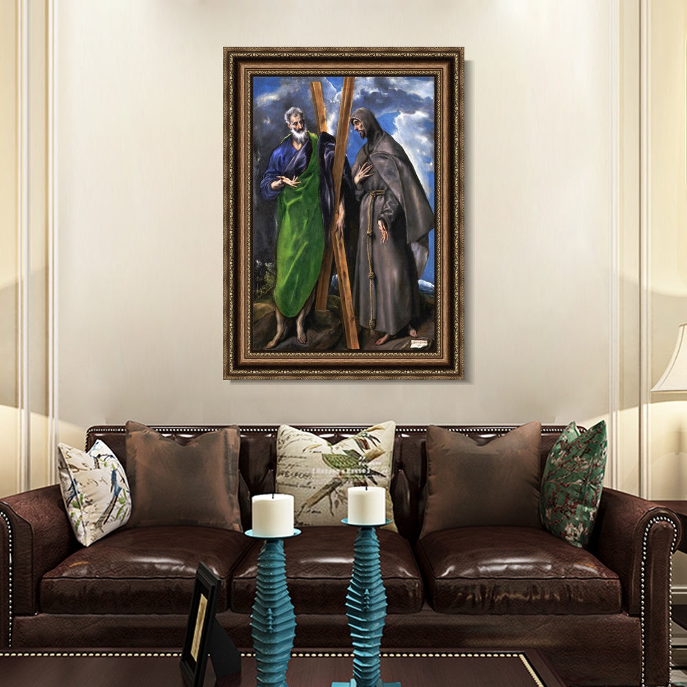 INVIN ART Framed Canvas Art Giclee Print San Andres Y San Francisco by El Greco Wall Art