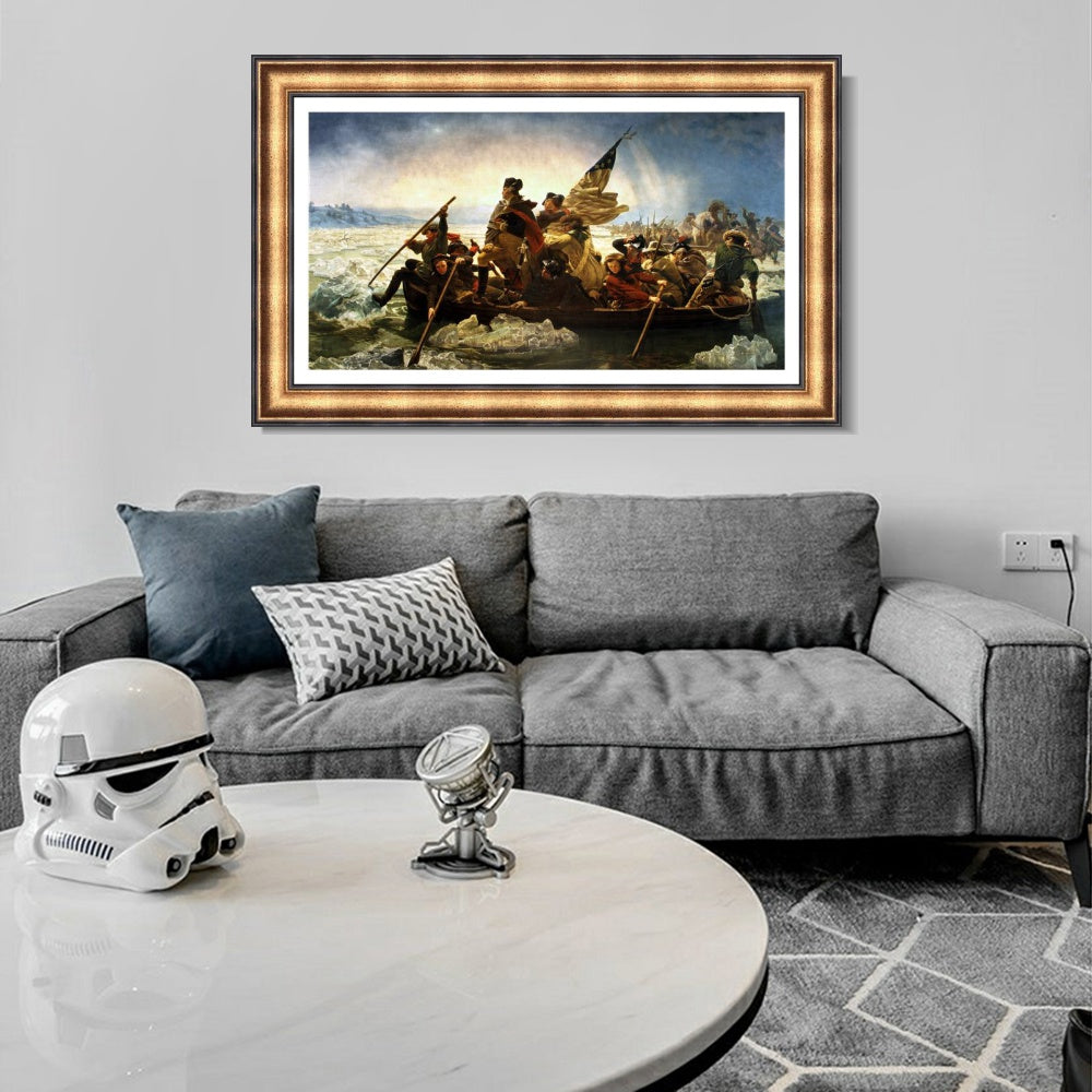 INVIN ART Framed Canvas Art Giclee Print Washington Crossing the Delaware,1851 by Emanuel Leutze Wall Art