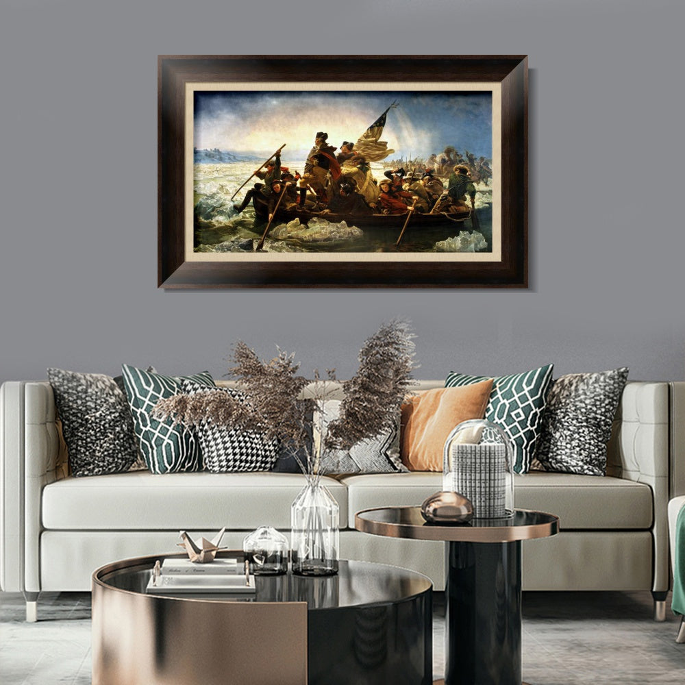 INVIN ART Framed Canvas Art Giclee Print Washington Crossing the Delaware,1851 by Emanuel Leutze Wall Art