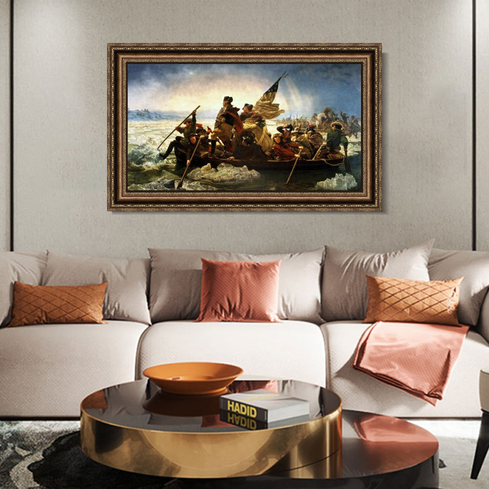INVIN ART Framed Canvas Art Giclee Print Washington Crossing the Delaware,1851 by Emanuel Leutze Wall Art