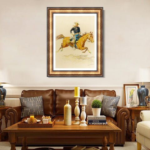 INVIN ART Framed Canvas Art Giclee Print A BUNCH OF BUCKSKINS by Frederic Remington Wall Art Living Room Home Office Decorations
