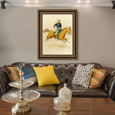 INVIN ART Framed Canvas Art Giclee Print A BUNCH OF BUCKSKINS by Frederic Remington Wall Art Living Room Home Office Decorations