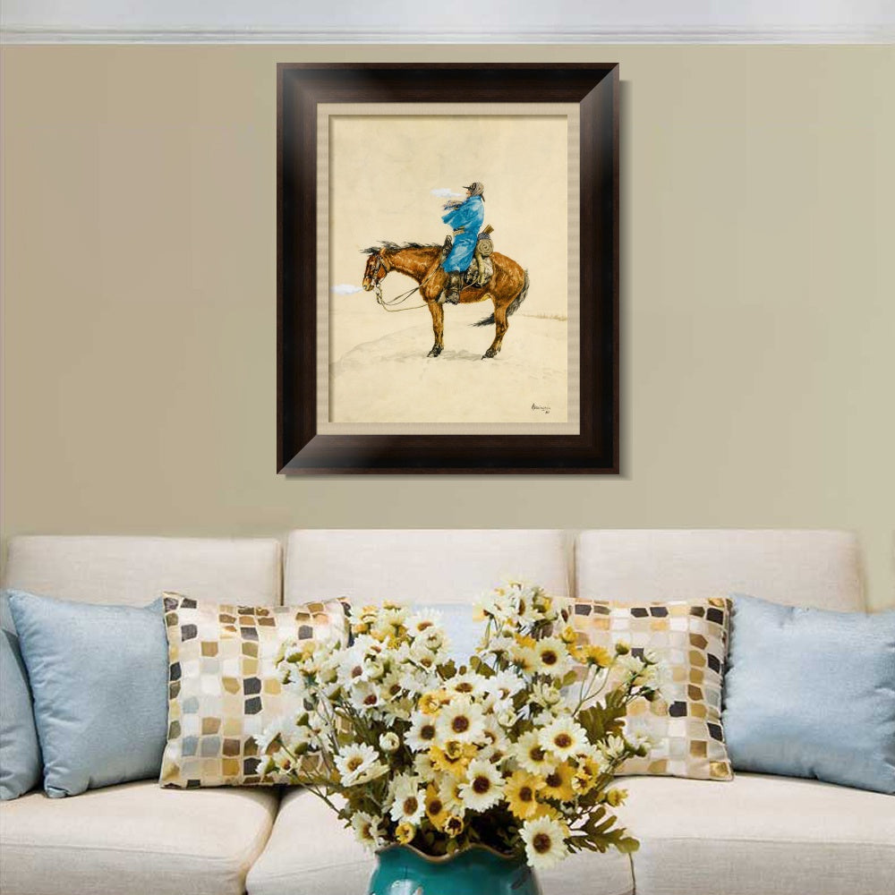 INVIN ART Framed Canvas Art Giclee Print COLD DAY ON PICKET by Frederic Remington Wall Art