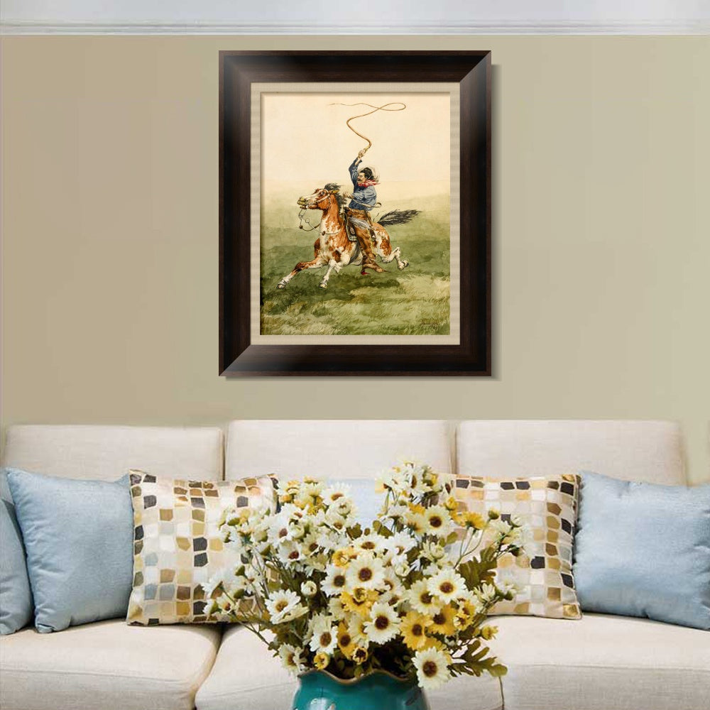 INVIN ART Framed Canvas Art Giclee Print HEADING THE DROVE by Frederic Remington Wall Art