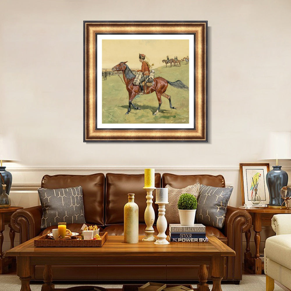 INVIN ART Framed Canvas Art Giclee Print HUSSAR, RUSSIAN GUARD CORPSE by Frederic Remington Wall Art