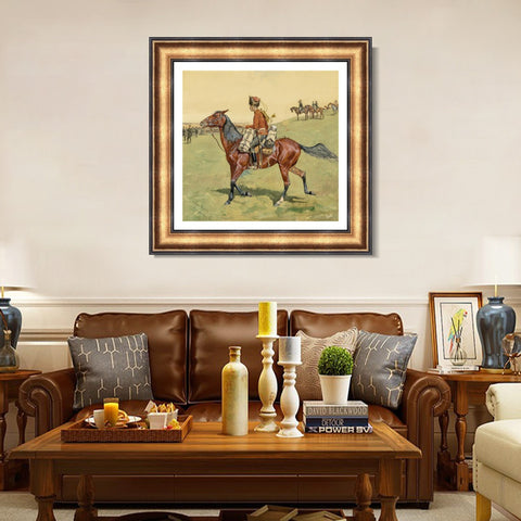 INVIN ART Framed Canvas Art Giclee Print HUSSAR, RUSSIAN GUARD CORPSE by Frederic Remington Wall Art Living Room Home Office Decorations
