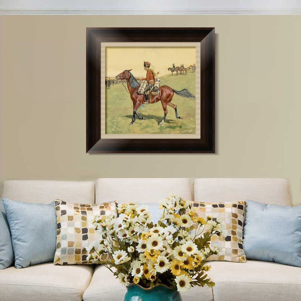INVIN ART Framed Canvas Art Giclee Print HUSSAR, RUSSIAN GUARD CORPSE by Frederic Remington Wall Art