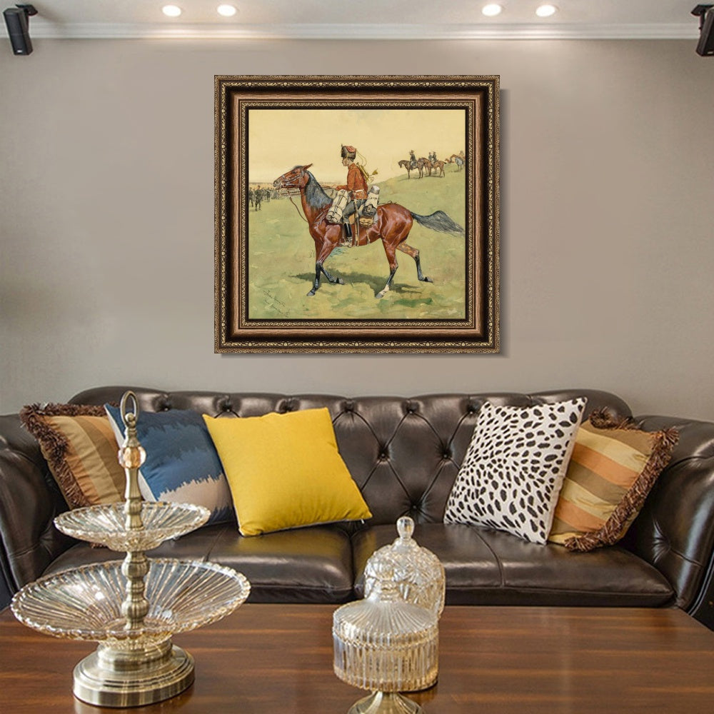 INVIN ART Framed Canvas Art Giclee Print HUSSAR, RUSSIAN GUARD CORPSE by Frederic Remington Wall Art