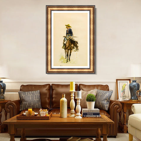 INVIN ART Framed Canvas Art Giclee Print SCOUT by Frederic Remington Wall Art Living Room Home Office Decorations