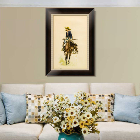 INVIN ART Framed Canvas Art Giclee Print SCOUT by Frederic Remington Wall Art Living Room Home Office Decorations