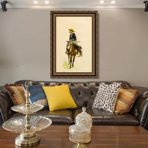 INVIN ART Framed Canvas Art Giclee Print SCOUT by Frederic Remington Wall Art Living Room Home Office Decorations