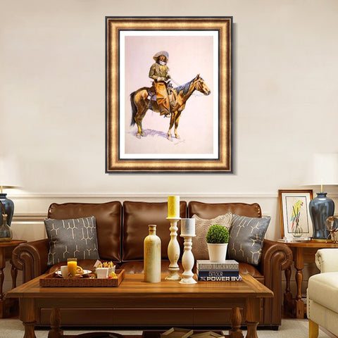 INVIN ART Framed Canvas Art Giclee Print Arizona cow boy original by Frederic Remington Wall Art Living Room Home Office Decorations