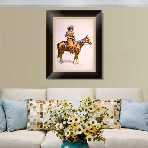 INVIN ART Framed Canvas Art Giclee Print Arizona cow boy original by Frederic Remington Wall Art Living Room Home Office Decorations