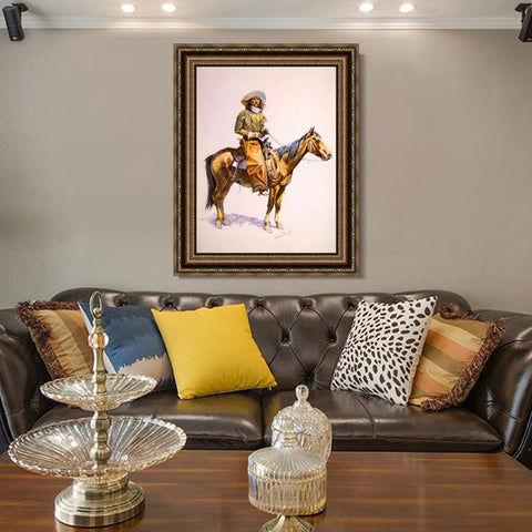 INVIN ART Framed Canvas Art Giclee Print Arizona cow boy original by Frederic Remington Wall Art Living Room Home Office Decorations