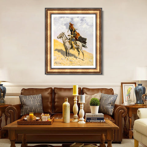 INVIN ART Framed Canvas Art Giclee Print The Blanket Signal by Frederic Remington Wall Art Living Room Home Office Decorations