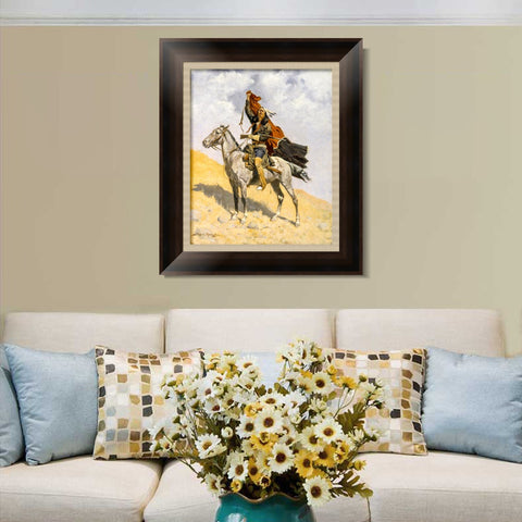 INVIN ART Framed Canvas Art Giclee Print The Blanket Signal by Frederic Remington Wall Art Living Room Home Office Decorations