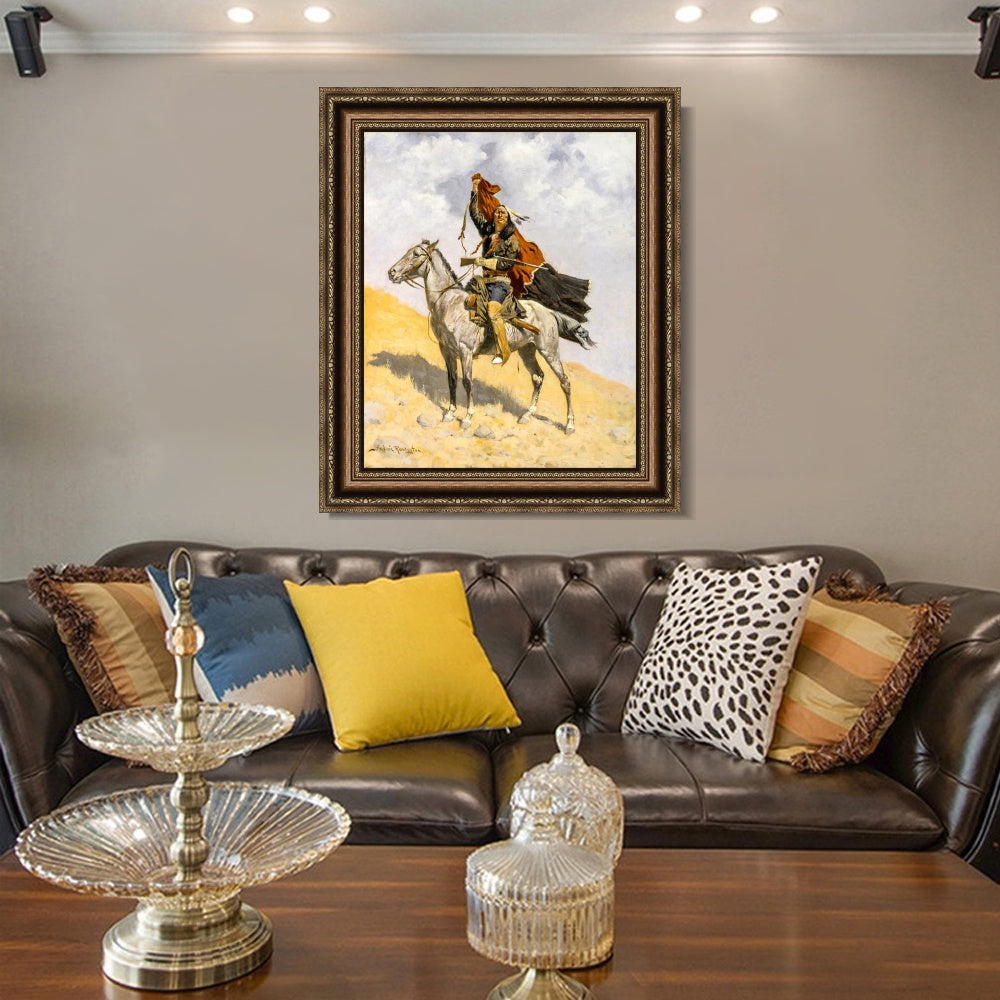 INVIN ART Framed Canvas Art Giclee Print The Blanket Signal by Frederic Remington Wall Art
