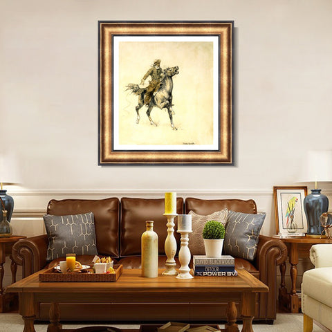 INVIN ART Framed Canvas Art Giclee Print HUSSAR, RUSSIAN GUARD CORPSE by Frederic Remington Wall Art Living Room Home Office Decorations
